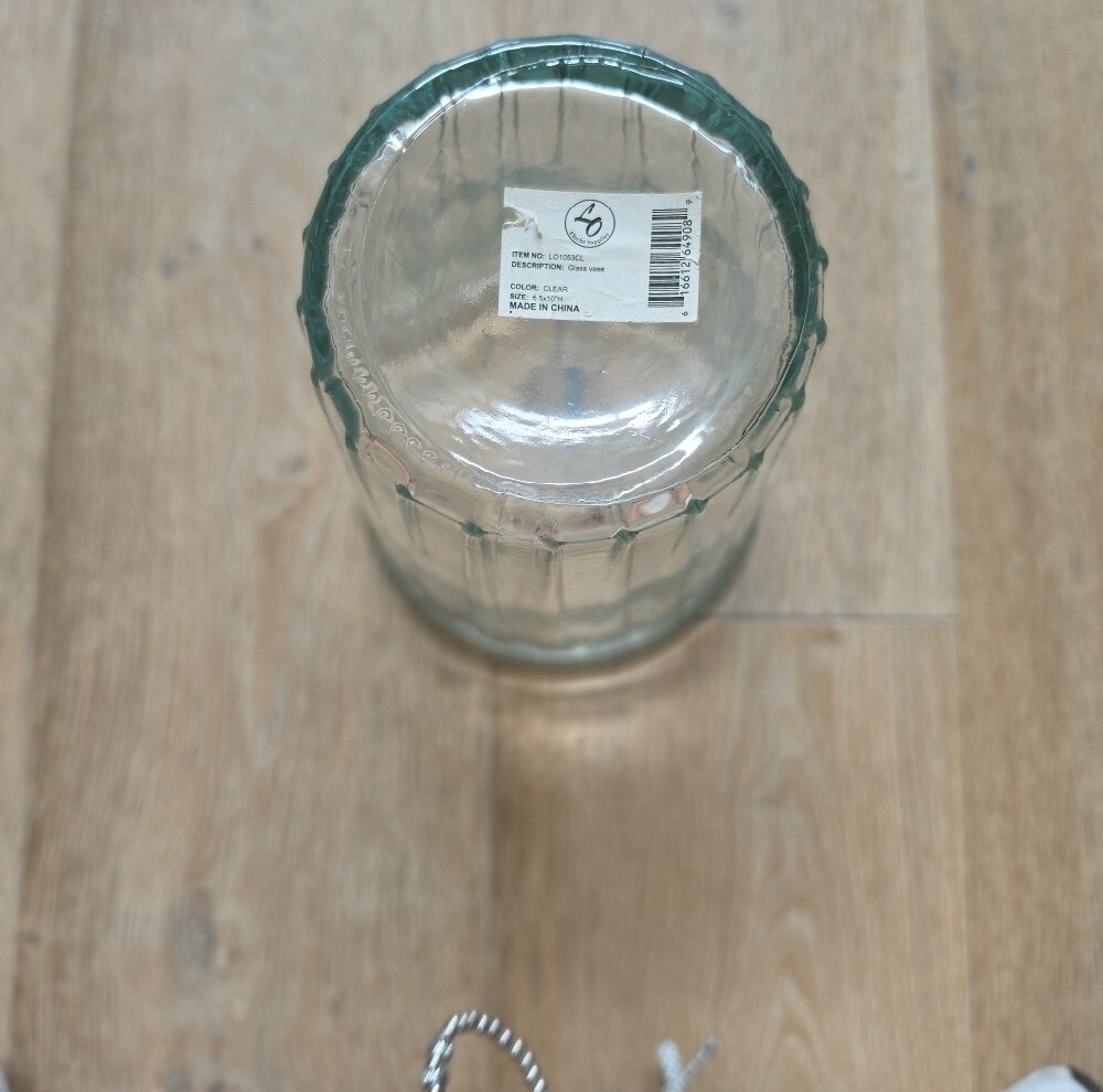 Clear Ribbed Glass Large Vase - Picture 3 of 3